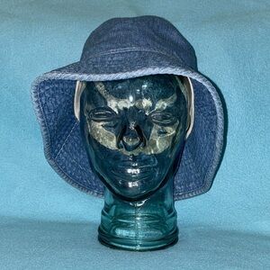 Bucket beach hat denim cotton elastic headband inside size OS